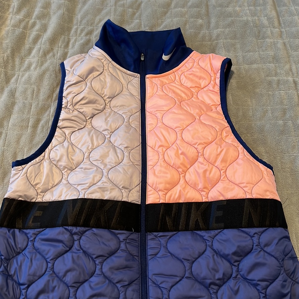 Nike Aerolayer Quilted Vest, Running, Pink, Blue, Black, Gray, Pockets, Size S - Picture 3 of 11